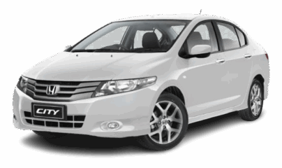 Image of a clean white Honda City for rent in Rawalpindi from Micro Car Rental.