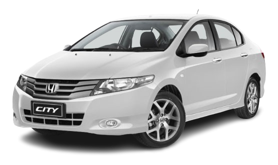 Image of a clean white Honda City for rent in Rawalpindi from Micro Car Rental.