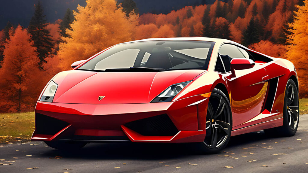 Striking red luxury supercar with a low-slung, aggressive design and incredible speed, guaranteed to turn heads. This high-performance vehicle is available for rent from Micro Car Rental in Islamabad.