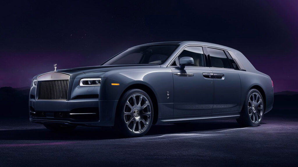 Ultra-luxury Rolls-Royce sedan in charcoal grey, offering the ultimate VIP rental experience. Available from Micro Car Rental in Islamabad.