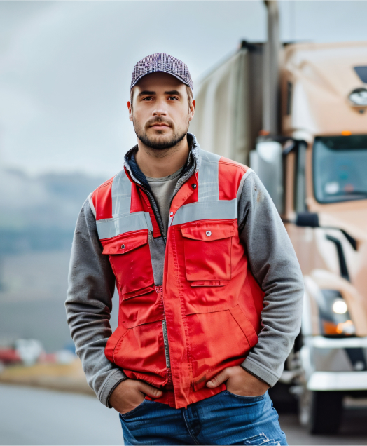 A professional driver in a reflective vest, representing car rental services with a driver from Micro Car Rental in Islamabad.