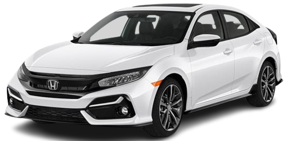 Image of a clean white Honda Civic for rent in Rawalpindi from Micro Car Rental.