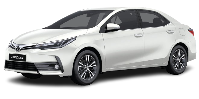Image of a clean white Toyota Corolla for rent in Islamabad from Micro Car Rental.